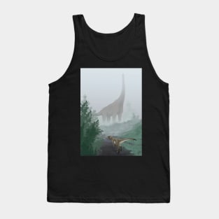 Dinosaurs in fog art print Tank Top